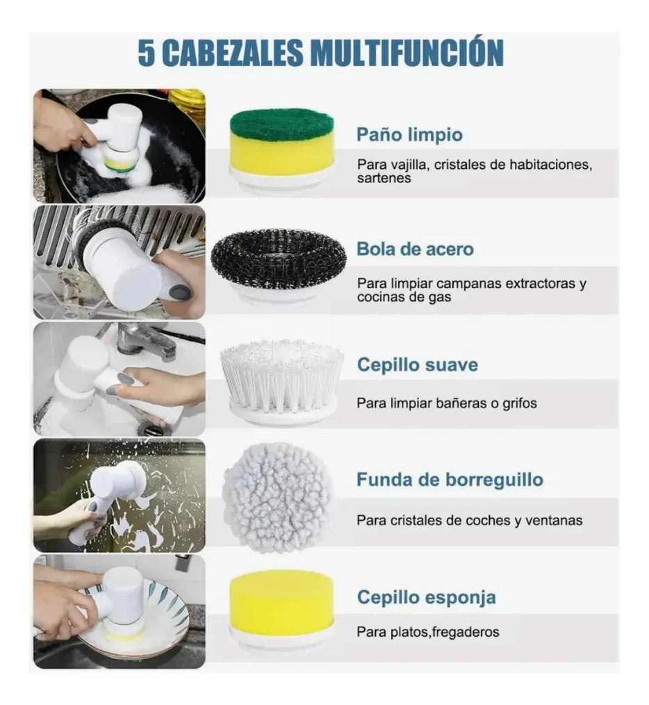 Cepillo Eléctrico 5 en 1 - Limpieza sin esfuerzo ✨