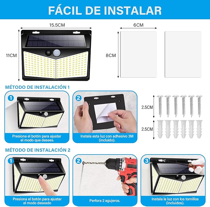 Lámpara Solar LED con Sensor – Potencia y Ahorro💡