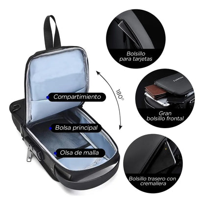 Mochila Antirrobo Impermeable Con USB – Seguridad Inteligente 🔐